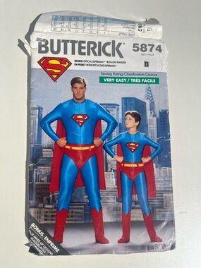 Butterick 5874 Superman Costume Pattern – Complete w/ Transfer | Vintage DC